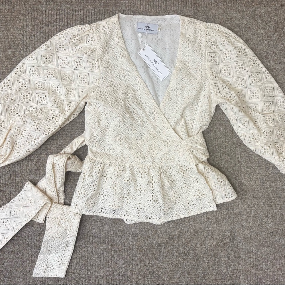 Never a Wallflower eyelet wrap top